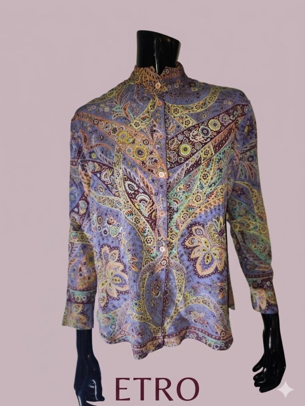ETRO Silk Intricate Paisley Bohemian Blouse Size 38